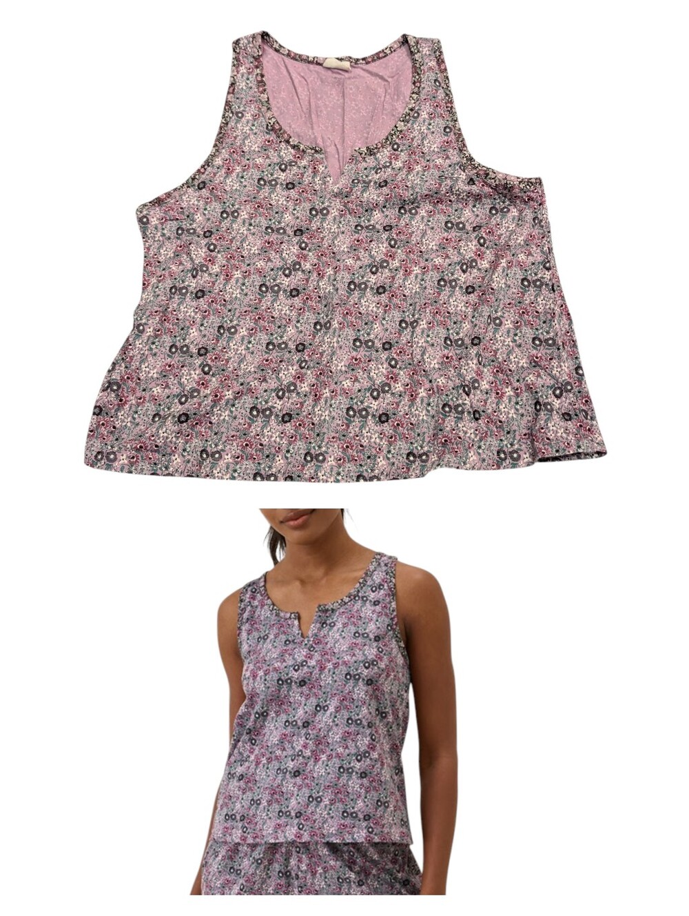 Pact Organic Cotton Petal Patch Staycation Sleep Tank Top Size Large